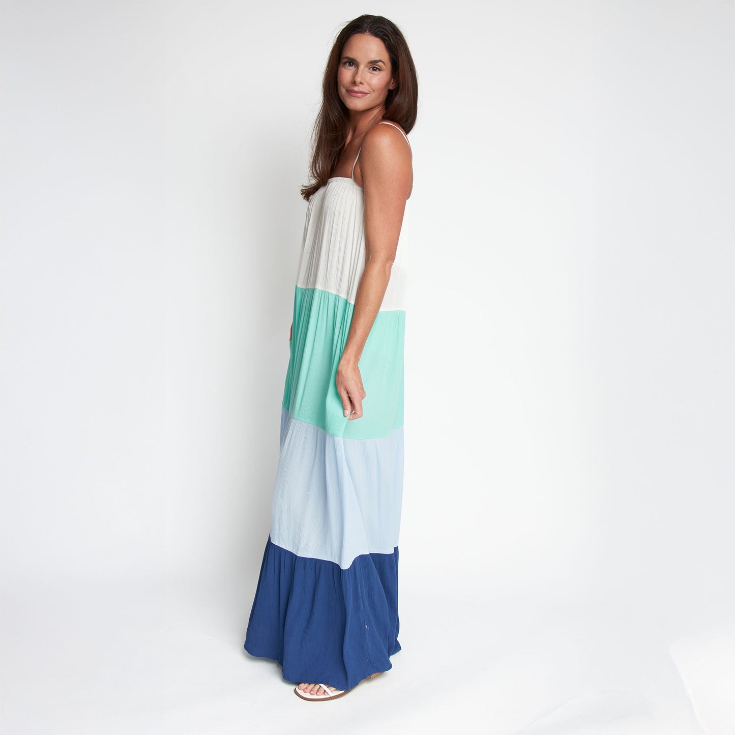 Amryn Color Block Tiered Maxi Dress