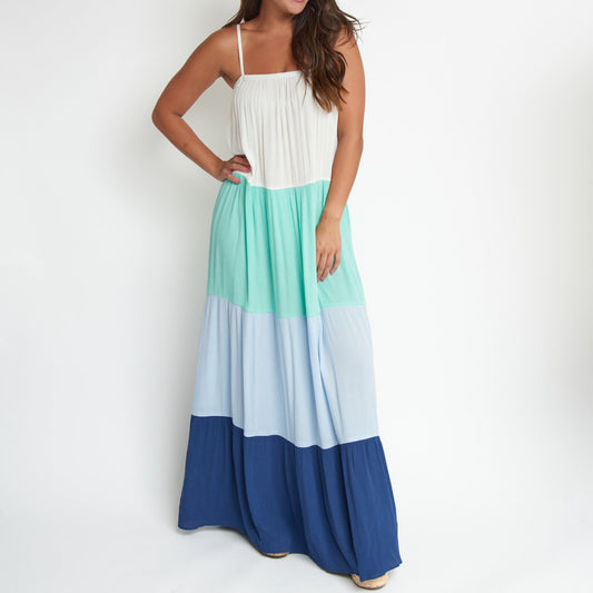 Amryn Color Block Tiered Maxi Dress