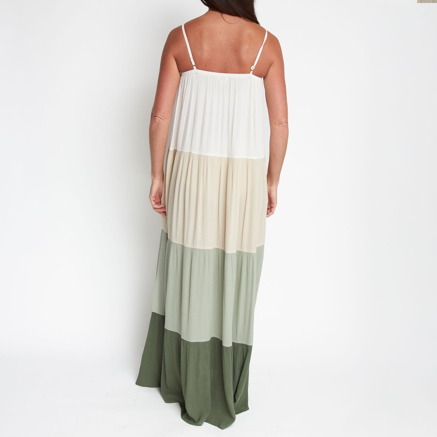 Amryn Color Block Tiered Maxi Dress