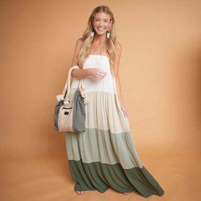 Amryn Color Block Tiered Maxi Dress