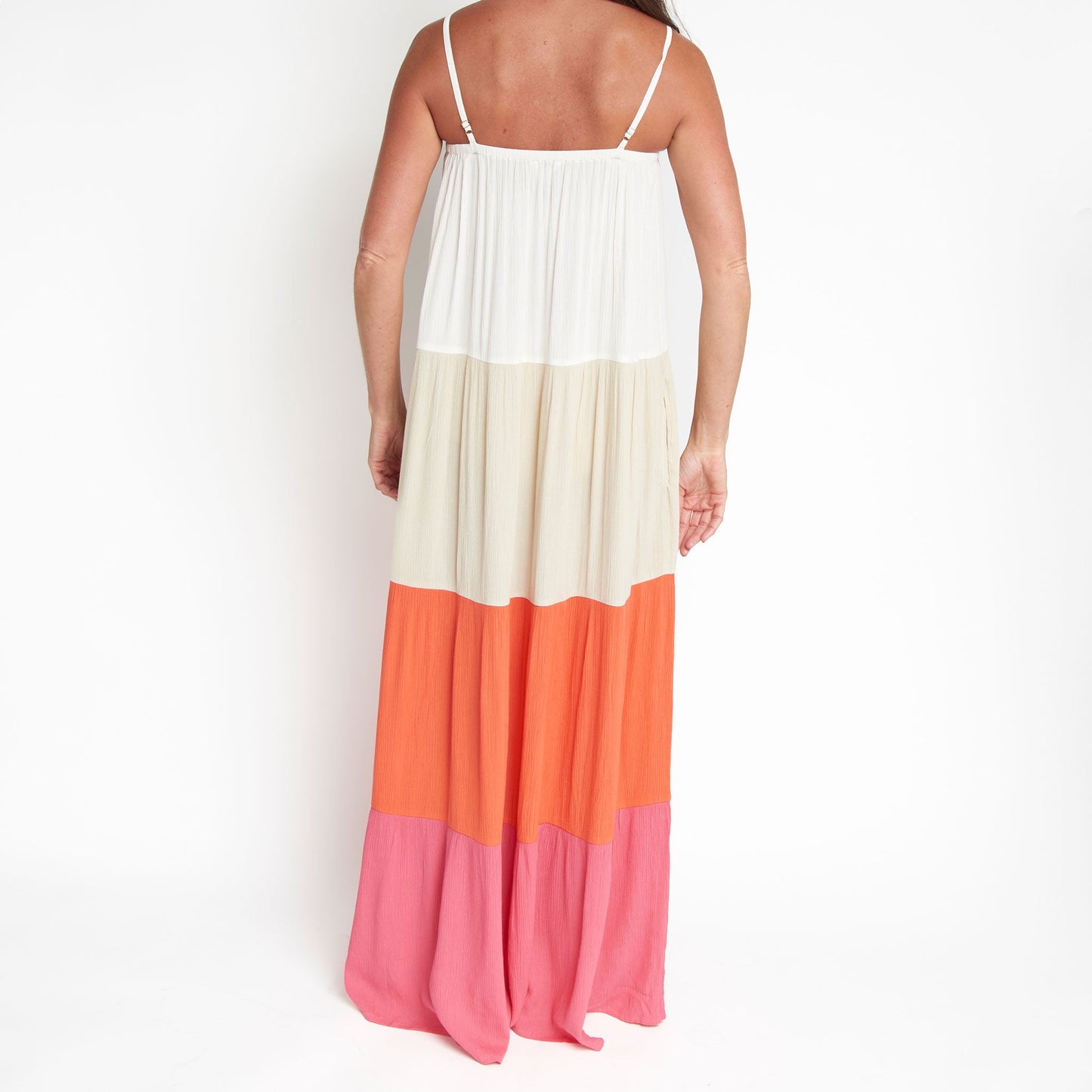 Amryn Color Block Tiered Maxi Dress