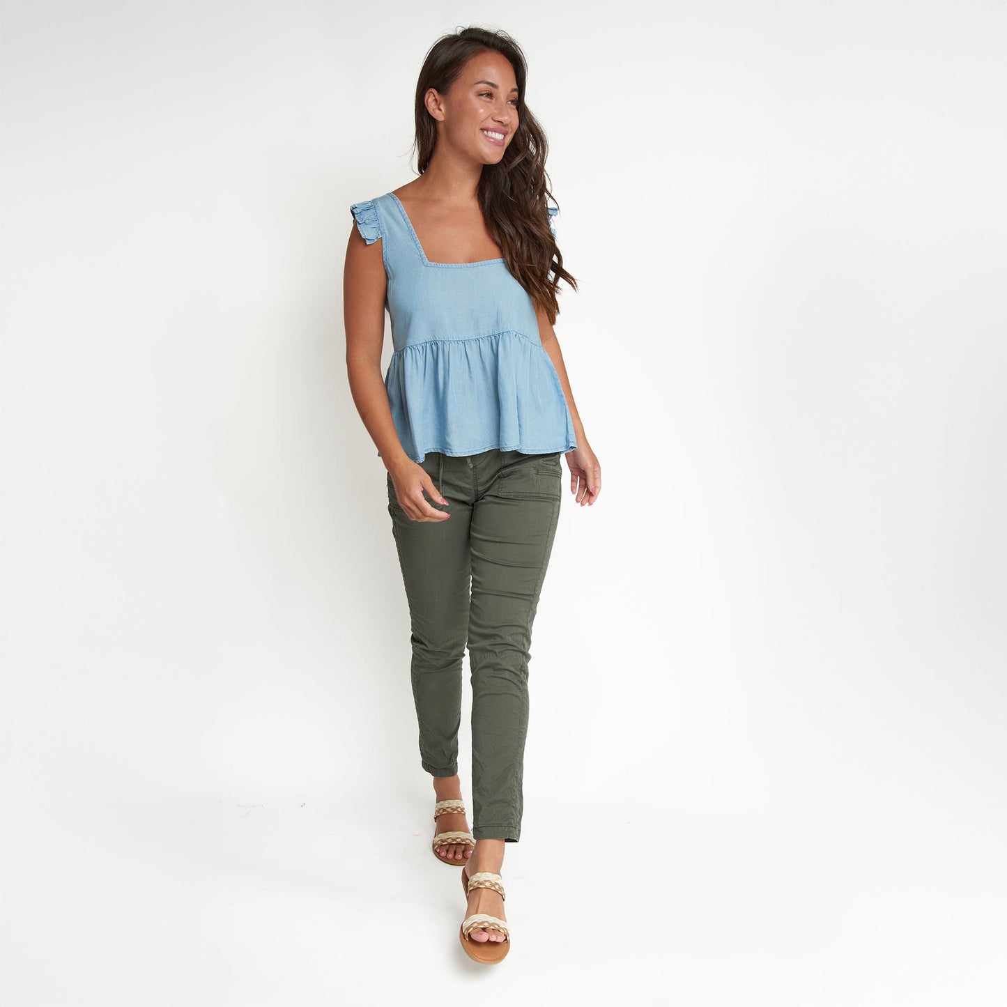 Delaney Chambray Babydoll Tank