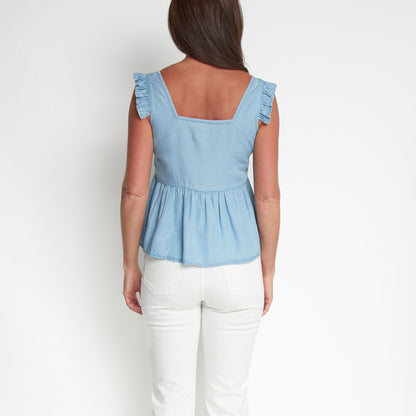 Delaney Chambray Babydoll Tank