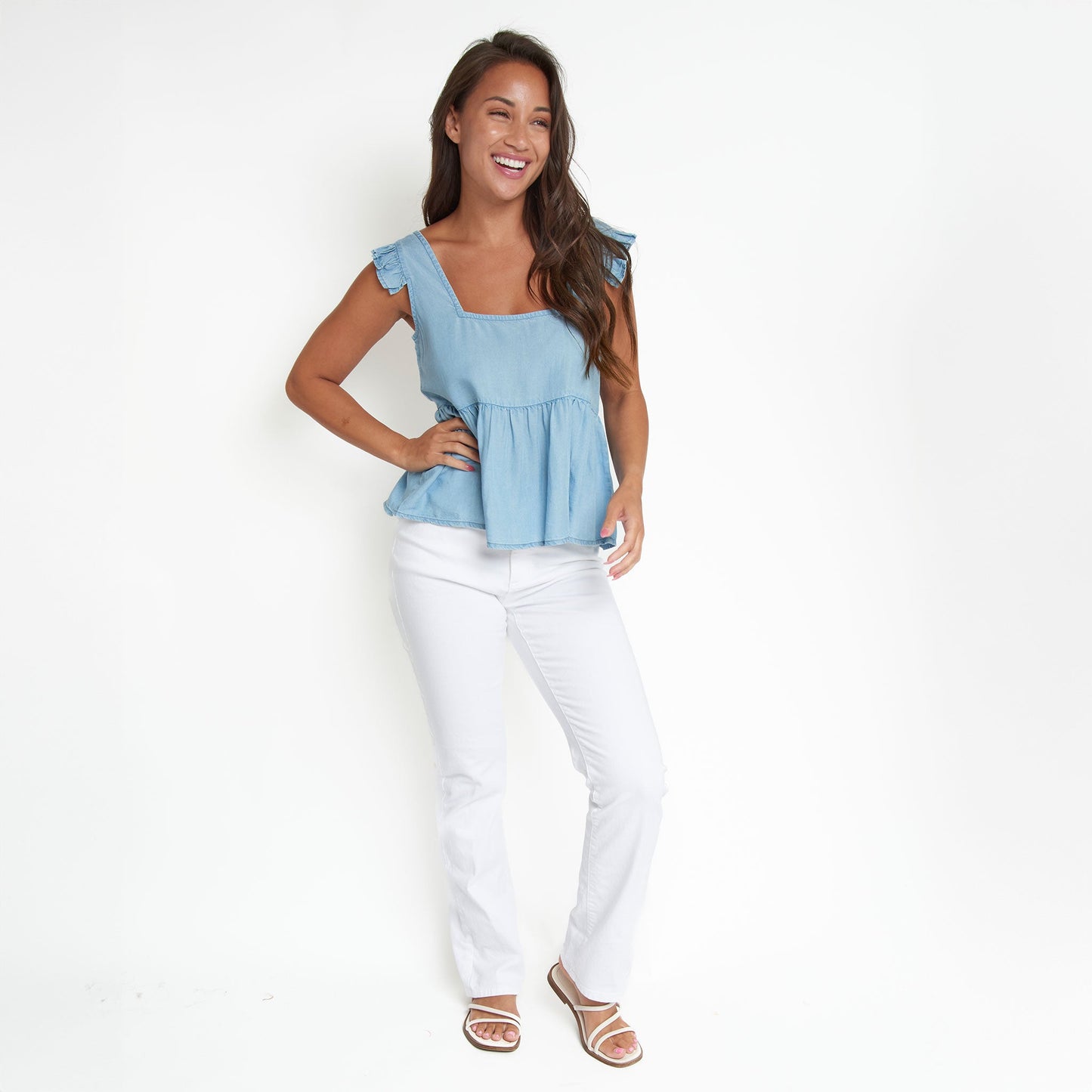 Delaney Chambray Babydoll Tank