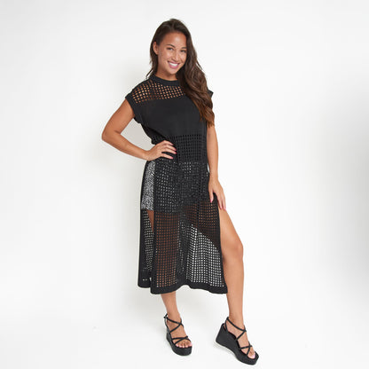 Azalea Sleeveless Longline Crochet Sweater