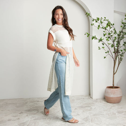 Azalea Sleeveless Longline Crochet Sweater