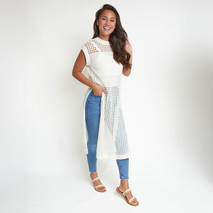 Azalea Sleeveless Longline Crochet Sweater