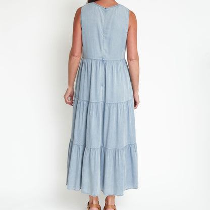 Magnolia Tiered Chambray Maxi Dress