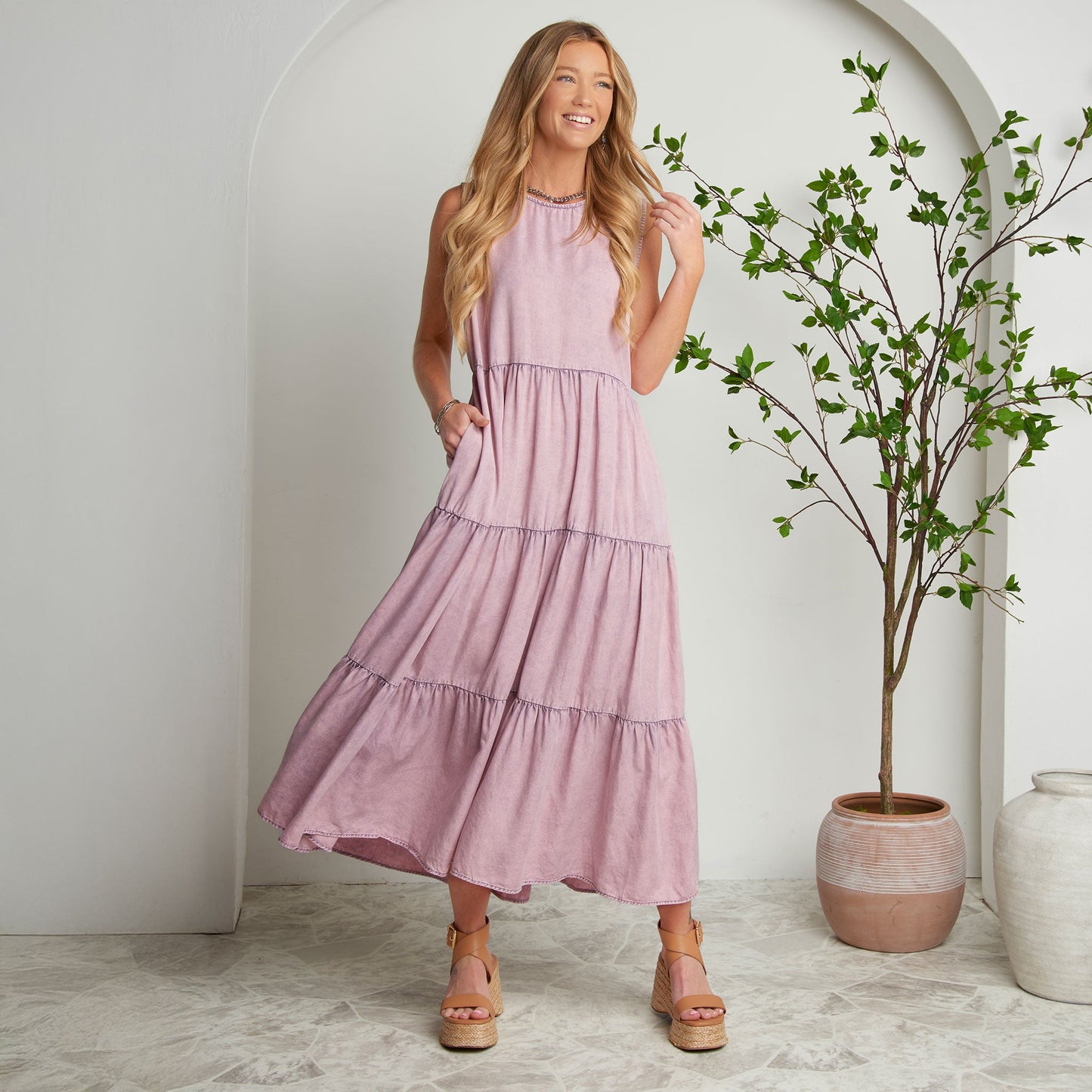 Magnolia Tiered Chambray Maxi Dress