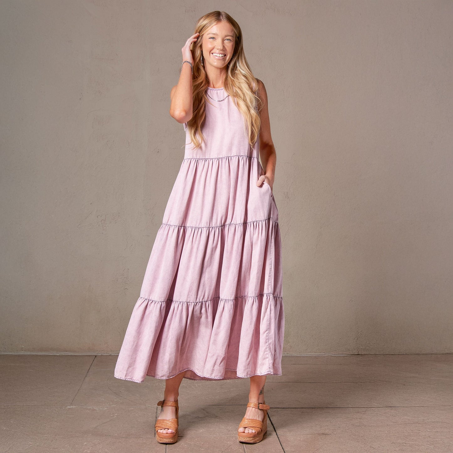 Magnolia Tiered Chambray Maxi Dress