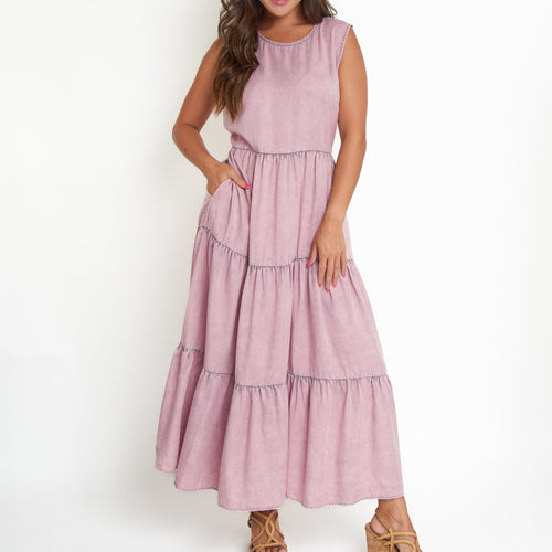 Magnolia Tiered Chambray Maxi Dress