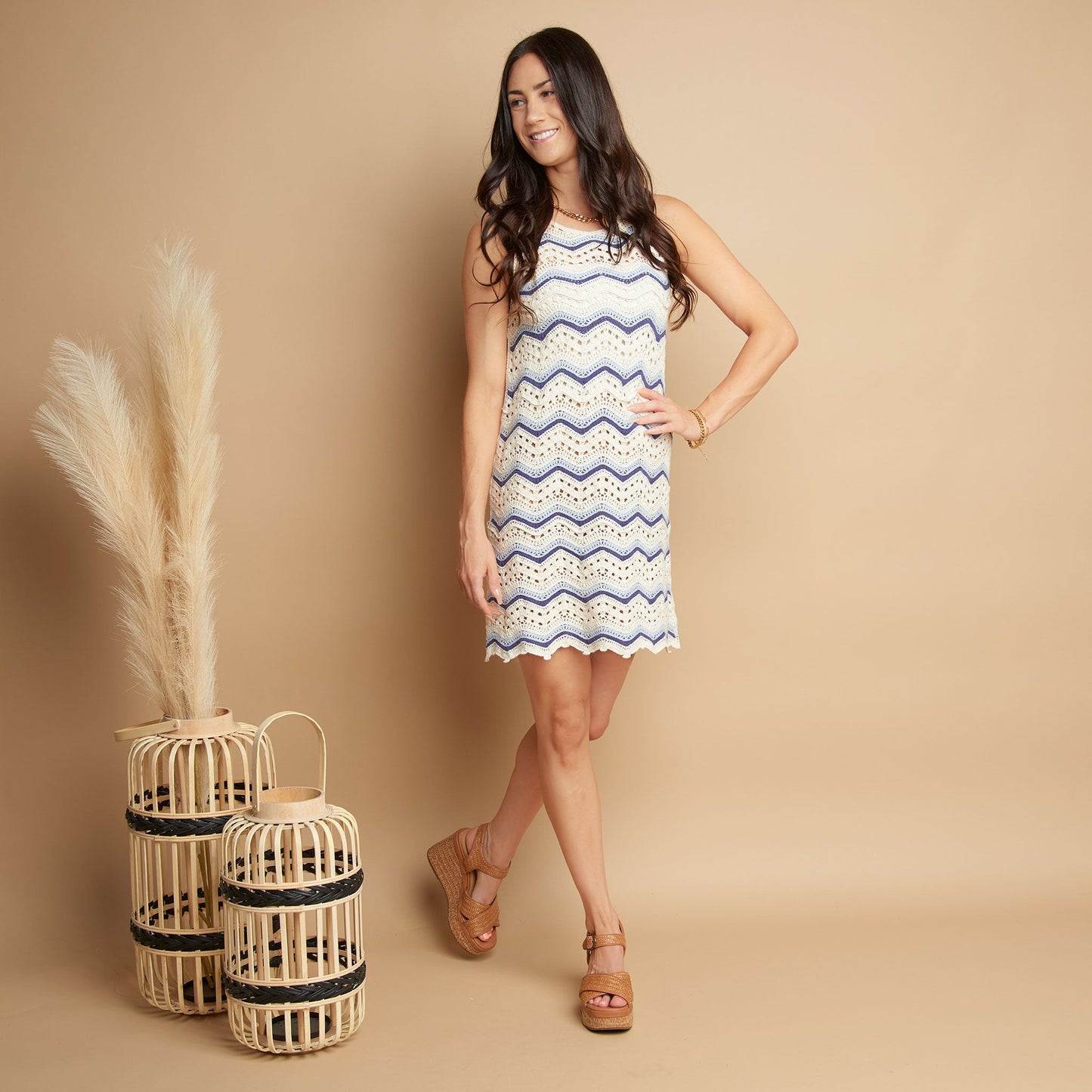 Kala Striped Crochet Dress