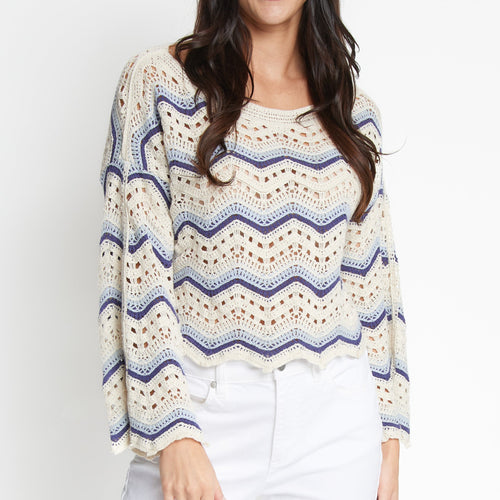 Kala Striped Crochet Sweater