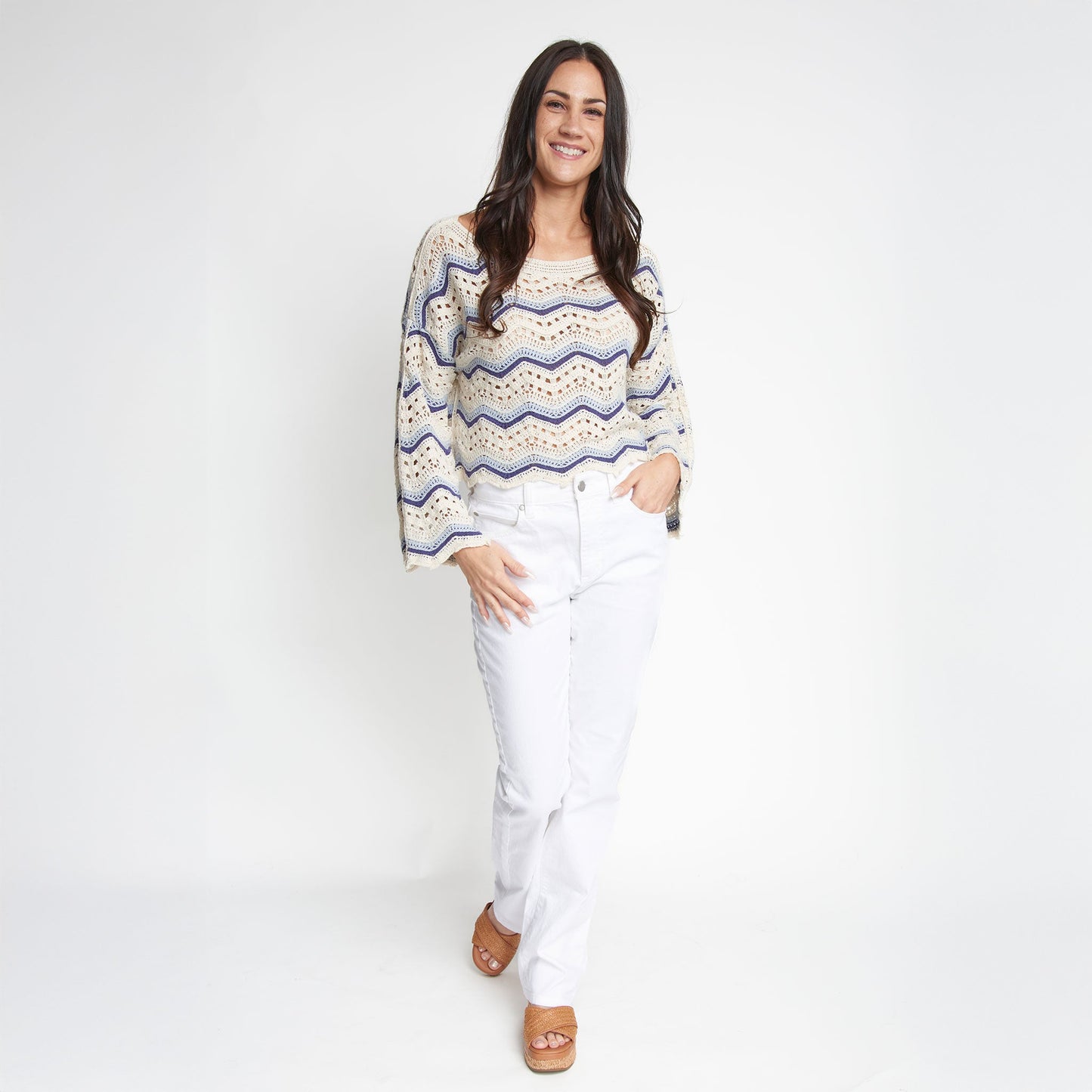 Kala Striped Crochet Sweater