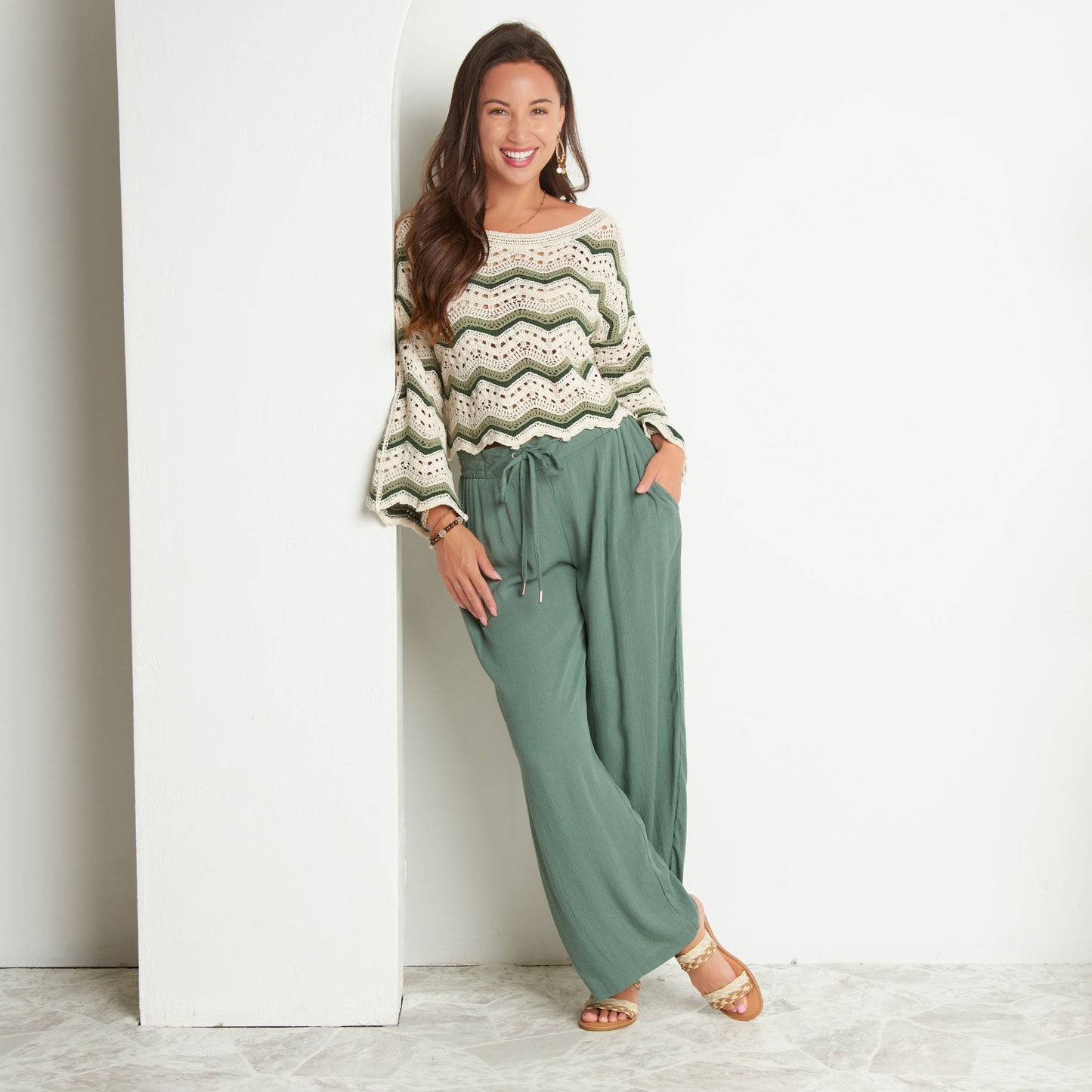 Kala Striped Crochet Sweater