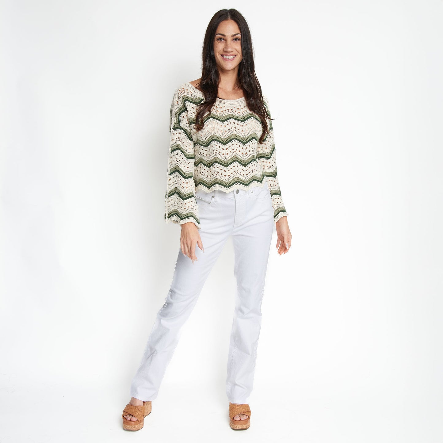 Kala Striped Crochet Sweater