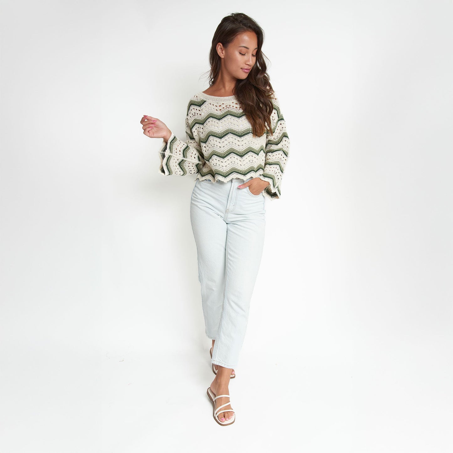 Kala Striped Crochet Sweater