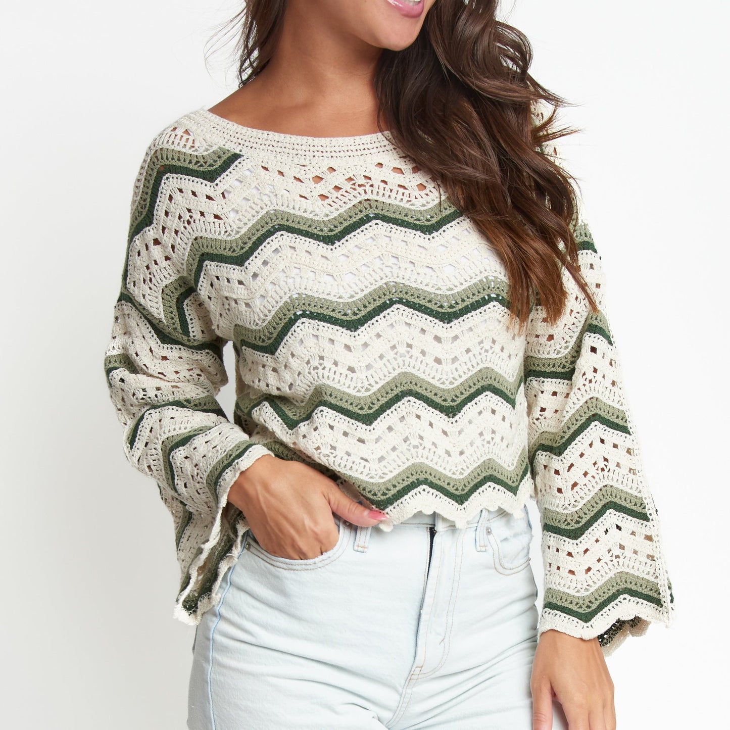 Kala Striped Crochet Sweater