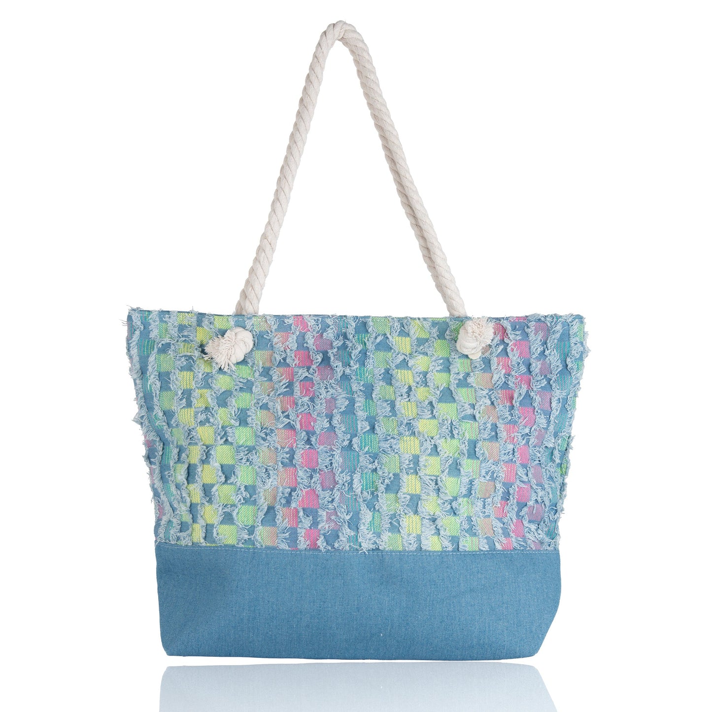 Alivia Checkered Denim Tote