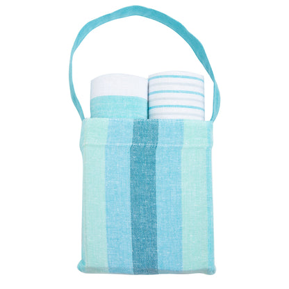 3 Piece Seafoam Stripe Tea Towel Set