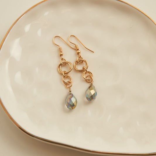 Kina Double Ring Teardrop Earrings