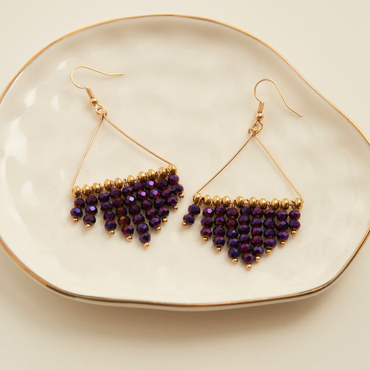 Kina Triangle Beaded Chandelier Earrings