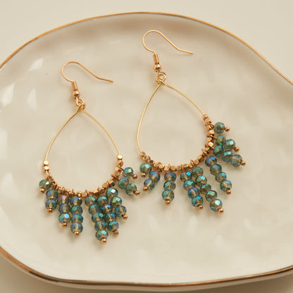 Kina Teardrop Beaded Chandelier Earrings