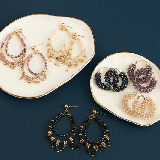 12 Piece Caden Beaded Hoop Earring Assortment