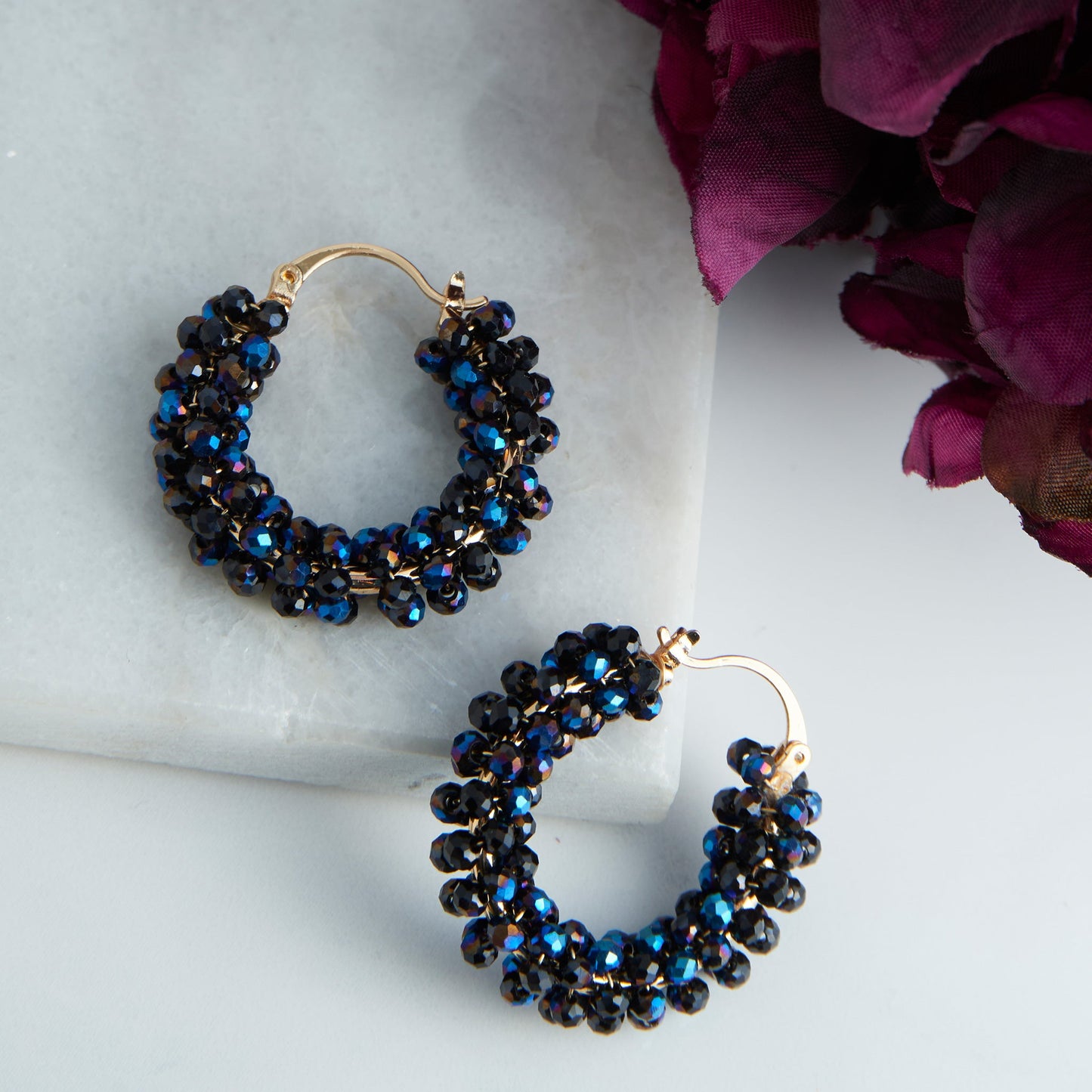 Caden Wrapped Beaded Hoop Earrings
