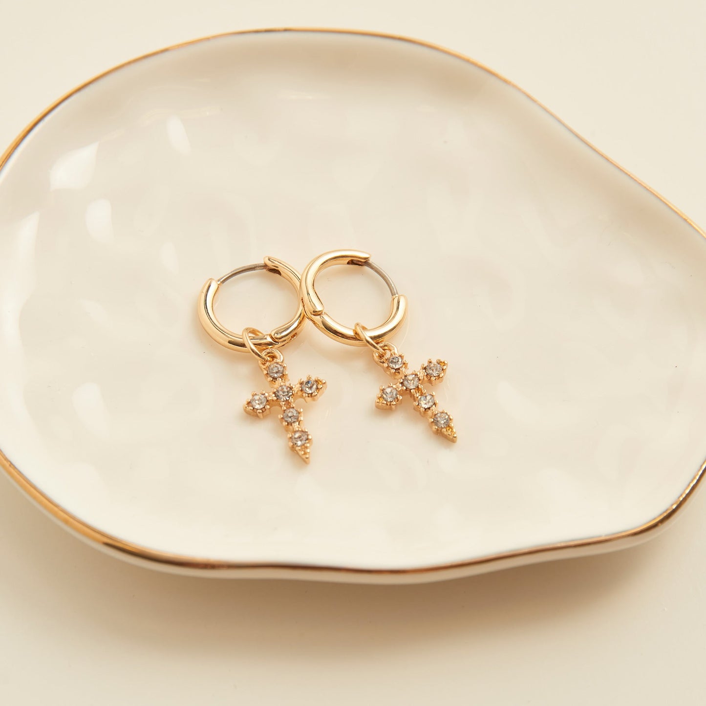Cera Pave Cross Earrings