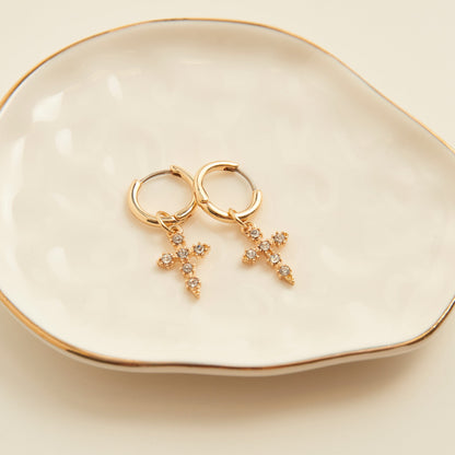 Cera Pave Cross Earrings