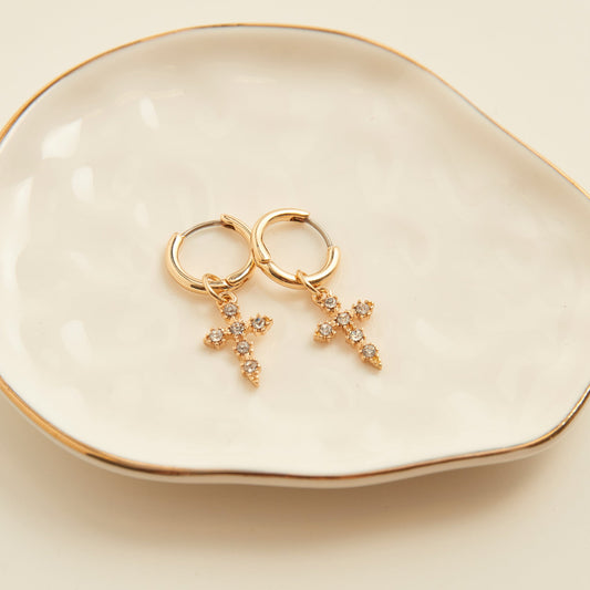 Cera Pave Cross Earrings