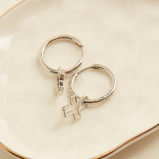 Cera Frame Cross Earrings