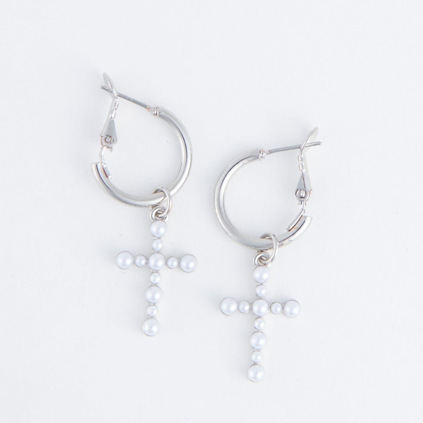 Cera Pearl Cross Earrings