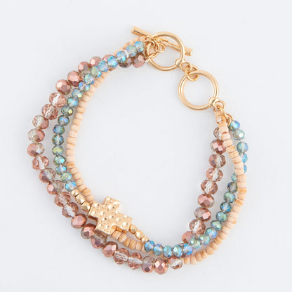Estee Multi Row Cross Toggle Bracelet