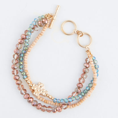 Estee Multi Row Cross Toggle Bracelet