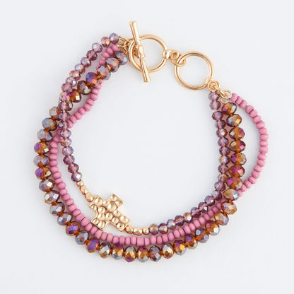 Estee Multi Row Cross Toggle Bracelet