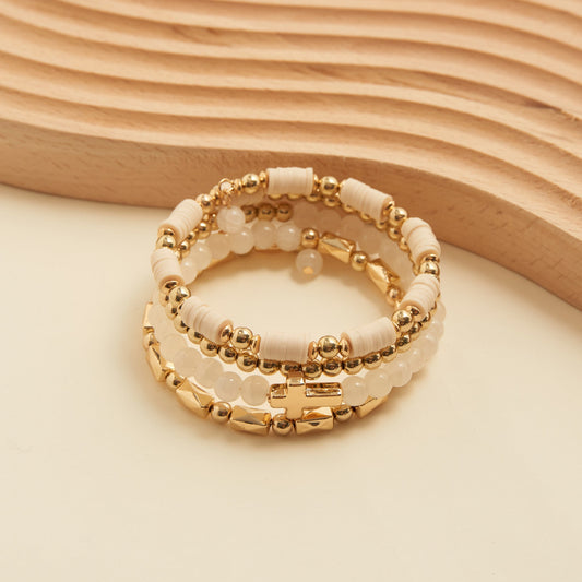 Solana Beaded Cross Coil Bracelet