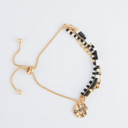 Lovisa Strength Multi Row Tile Bolo Bracelet