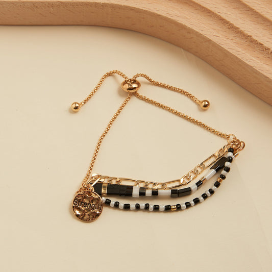 Lovisa Strength Multi Row Tile Bolo Bracelet