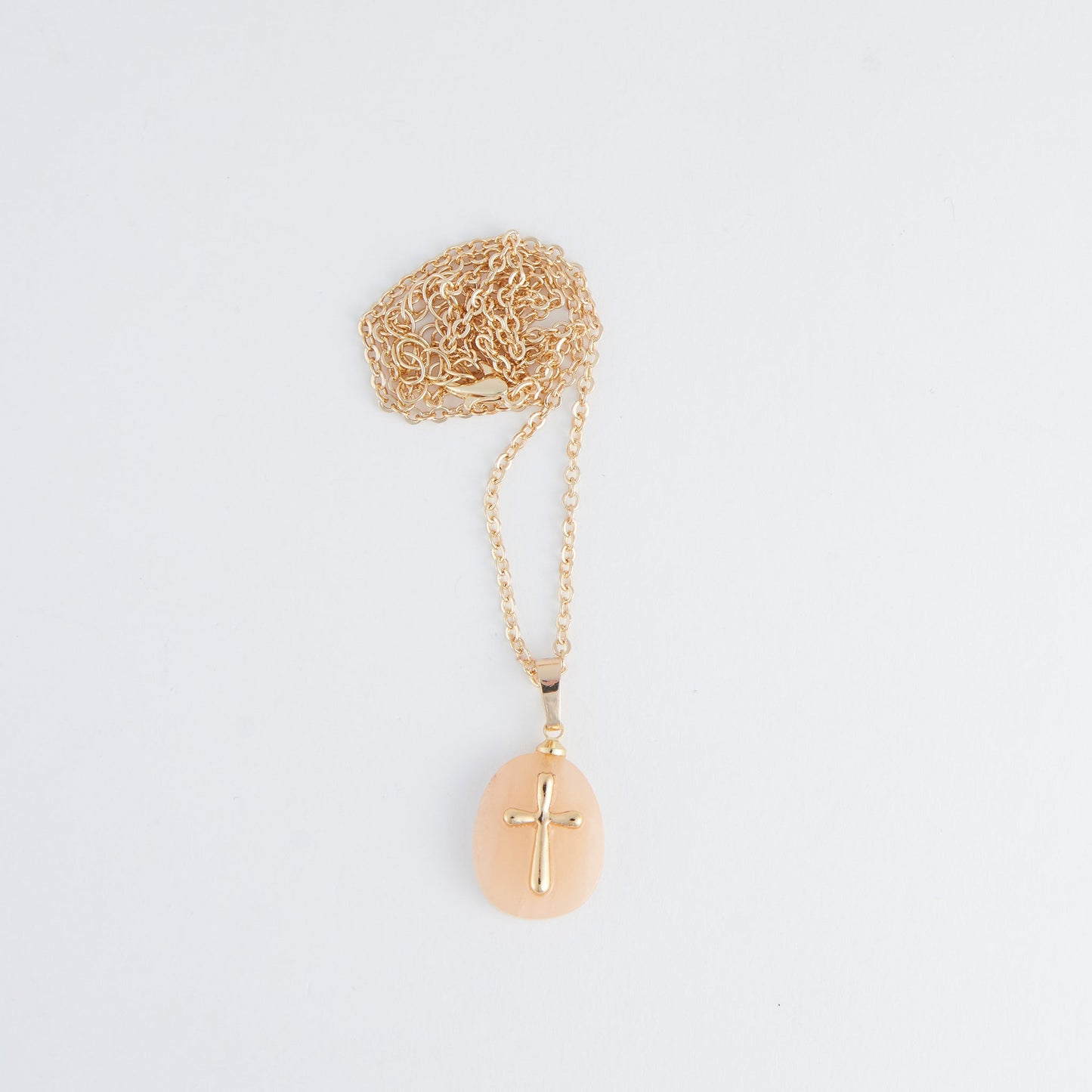 Eleni Genuine Yellow Jade Cross Charm Necklace