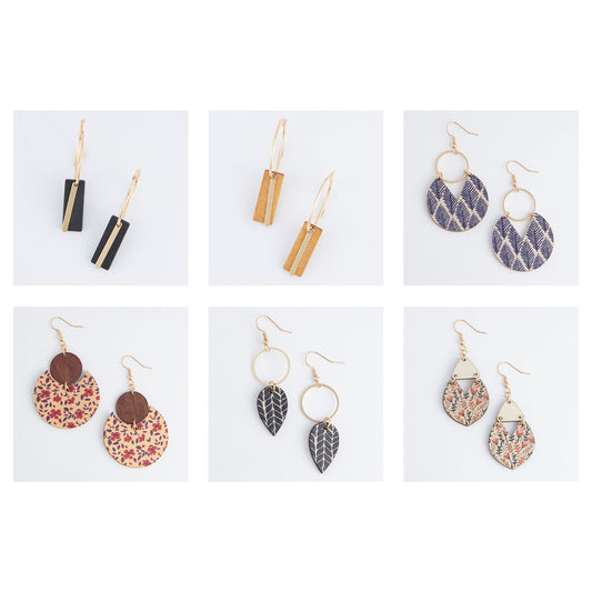 12 Piece Jolie Wooden Earring Assortment