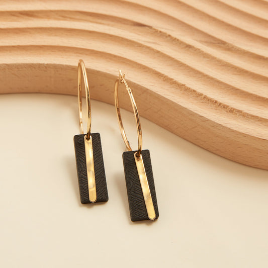 Jolie Wooden Bar Hoop Earrings