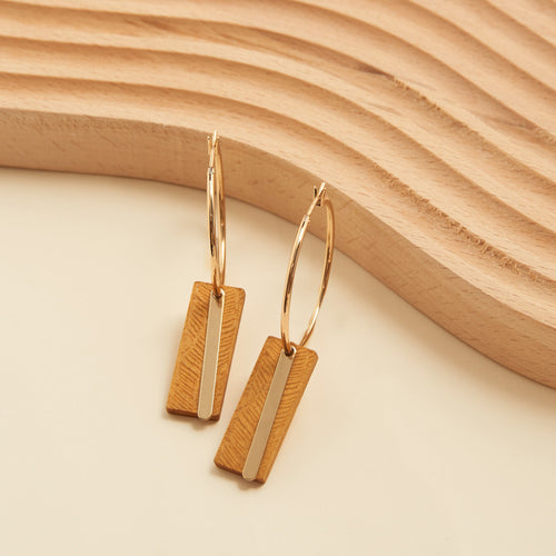 Jolie Wooden Bar Hoop Earrings