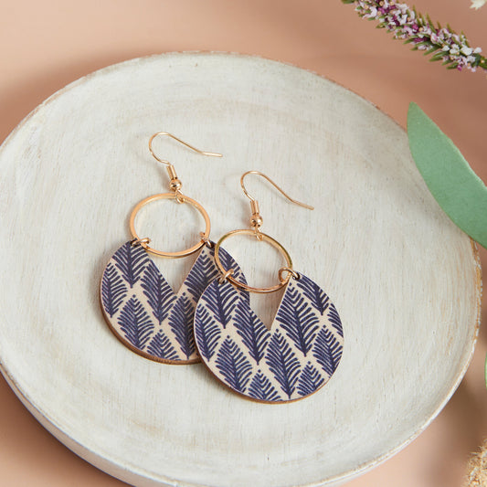 Jolie Wooden Leaf Print Earrings