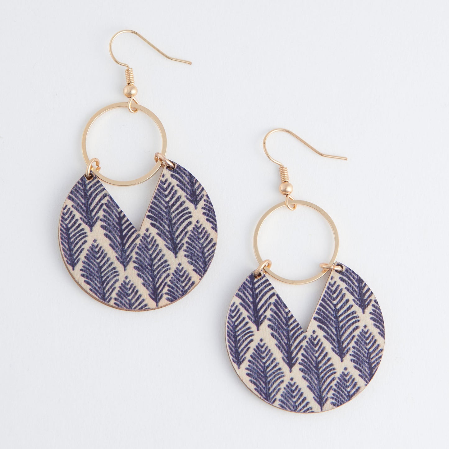 Jolie Wooden Leaf Print Earrings