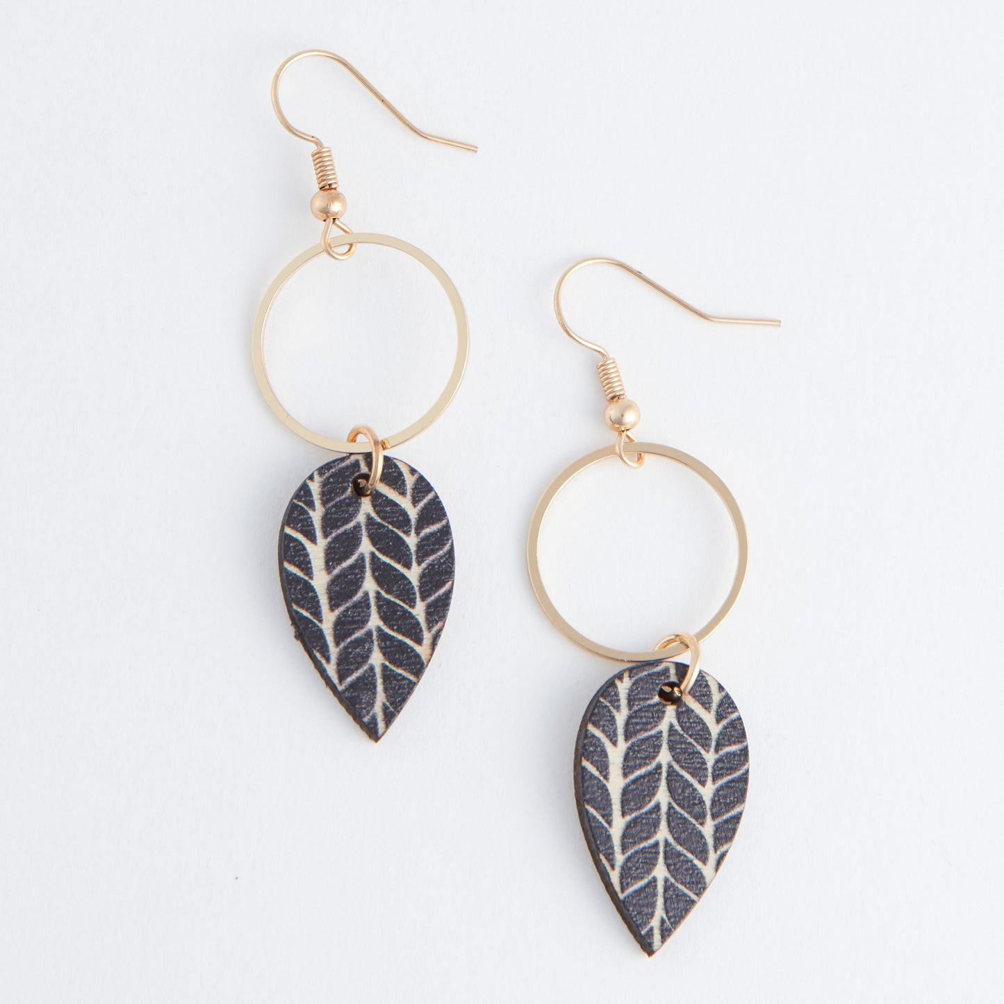 Jolie Wooden Leaf Earrings