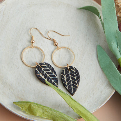 Jolie Wooden Leaf Earrings