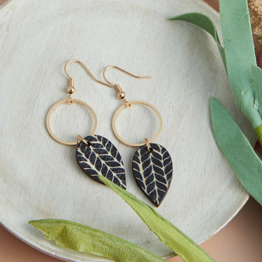 Jolie Wooden Leaf Earrings