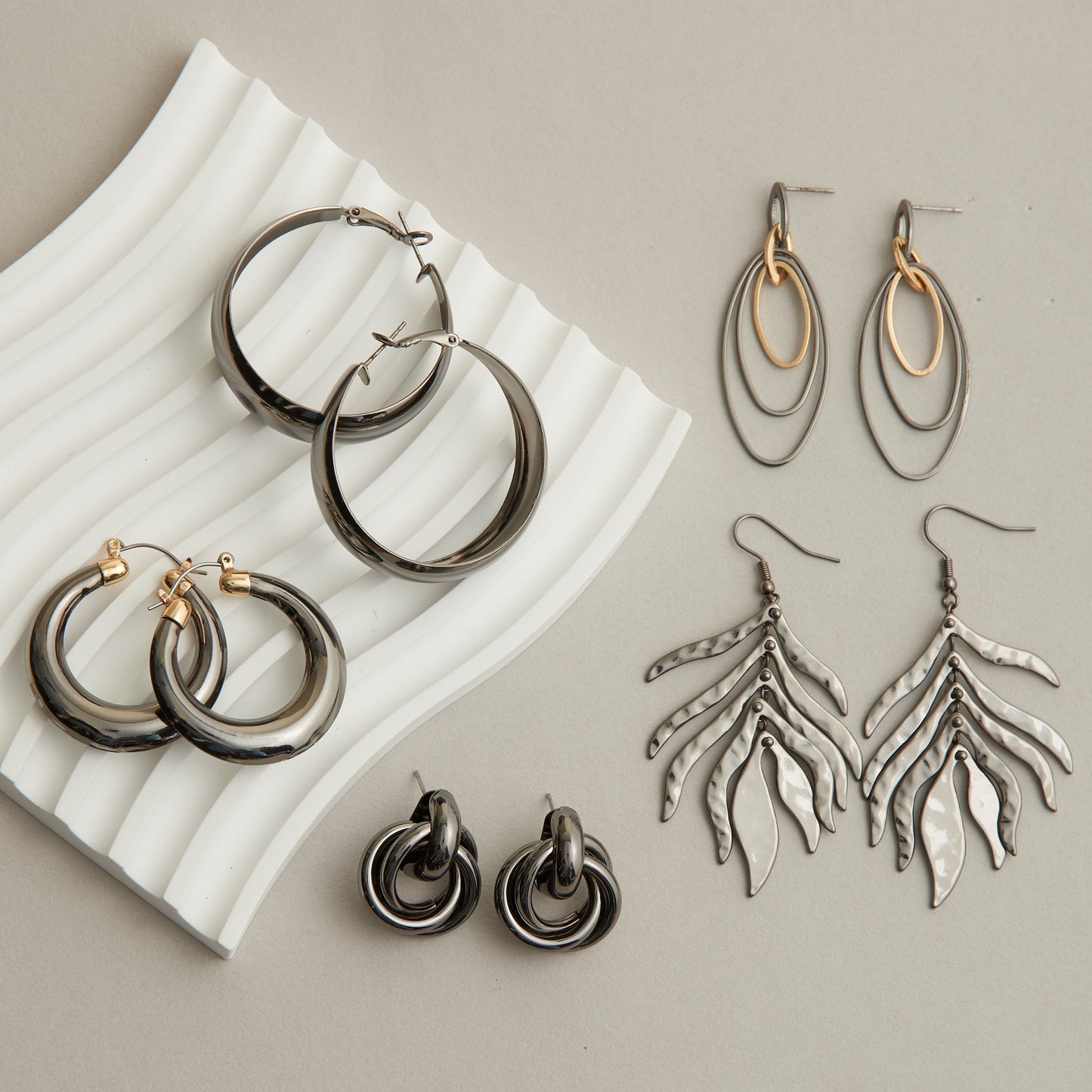 10 Piece Ridley Hematite Earring Assortment
